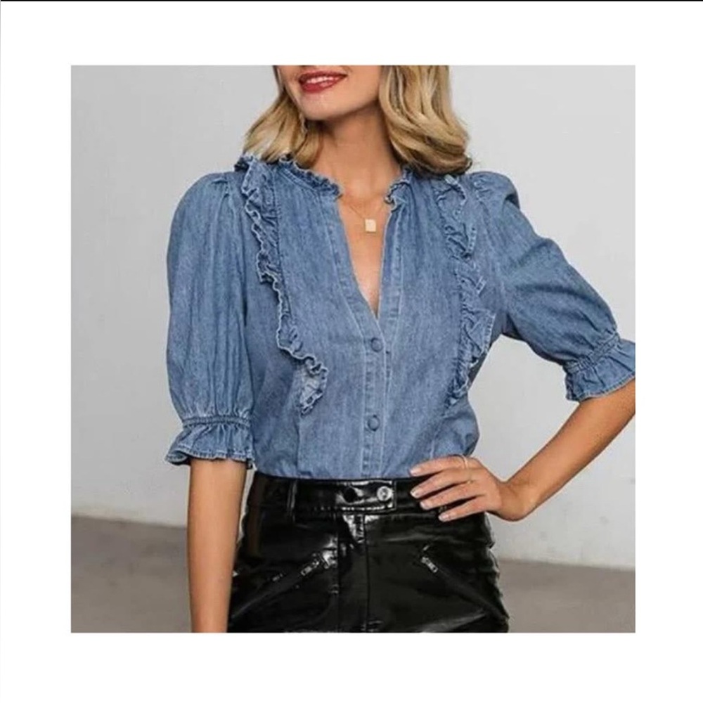 CBR Denim Ruffled Blouse